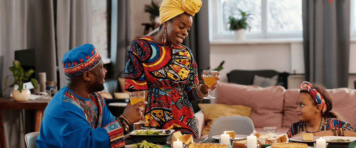 A family celebrating a shared meal together